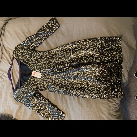 Sequined gold and black dress, size XS - Picture 2 of 3